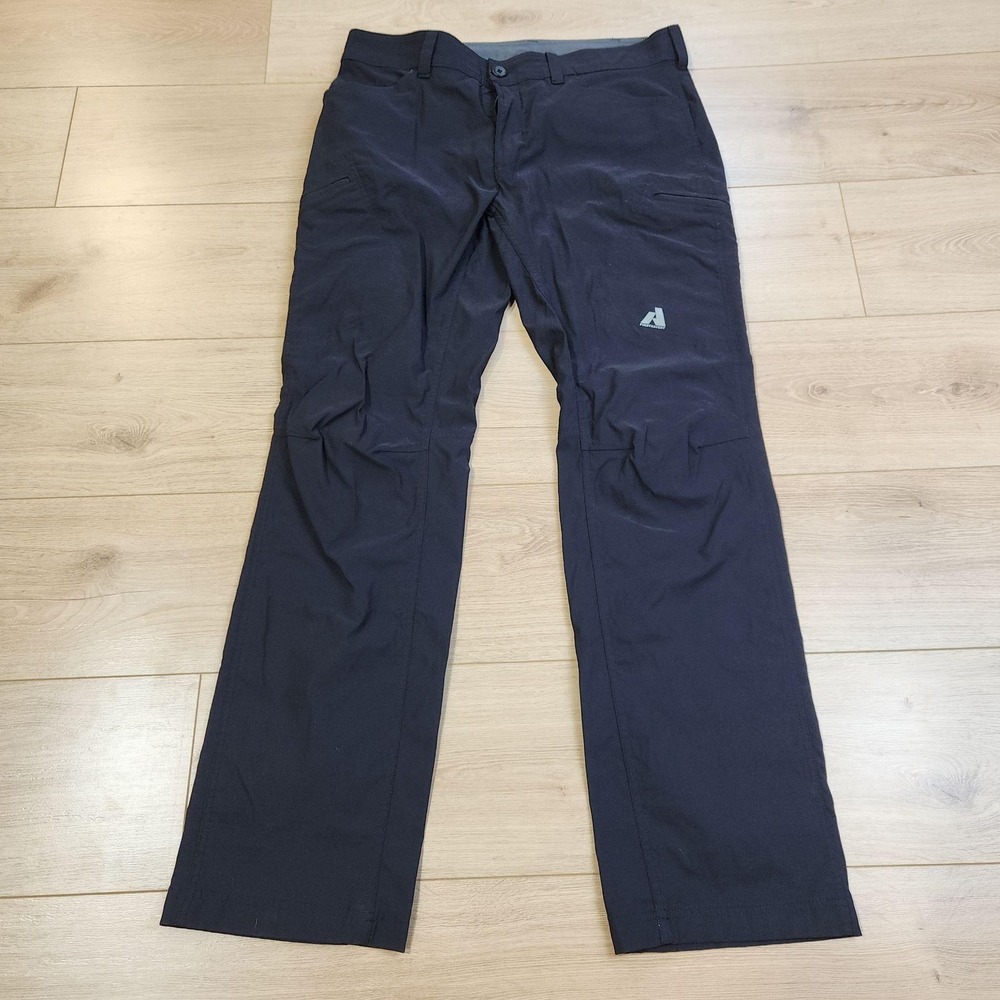 Eddie Bauer First Ascent Pants Mens 36x34 Black Nylon Stretch Hiking Zip Pocket